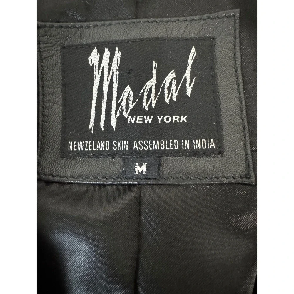 Modal New York Mens Black‎ Leather Western Blazer Jacket Coat Lined Size Medium